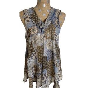 90s Fairycore Patch Floral Flowy Top Sheer Mesh Boho Whimsical Y2K Hippie Small